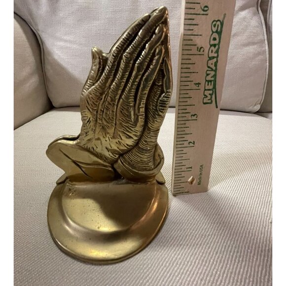 Vintage Brass Praying Hands Book Ends Used MCM - Picture 8 of 16